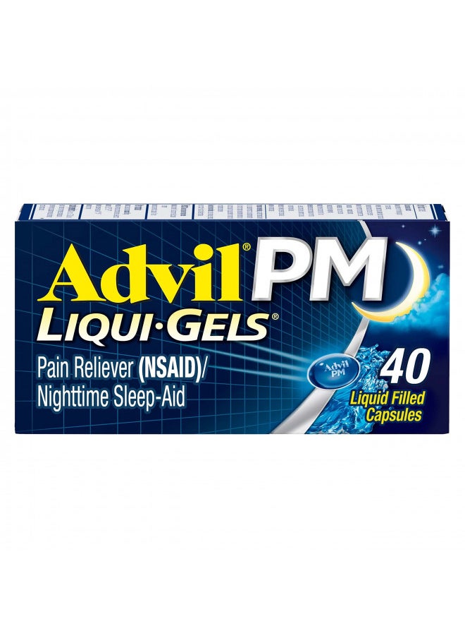 Advil PM Liqui-Gels Pain Reliever and Nighttime Sleep Aid, Pain Medicine with Ibuprofen for Pain Relief and Diphenhydramine HCL for a Sleep Aid - 40 Liquid Filled Capsules