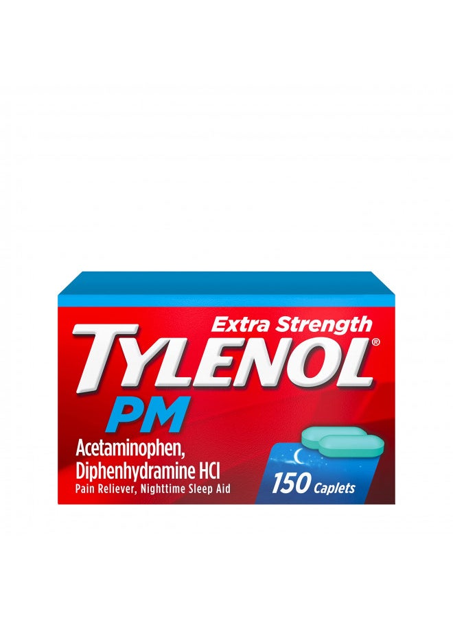 Tylenol PM Extra Strength Nighttime Pain Reliever & Sleep Aid Caplets, 500 mg Acetaminophen & 25 mg Diphenhydramine HCl, Relief for Nighttime Aches & Pains, Non-Habit Forming, 150 ct