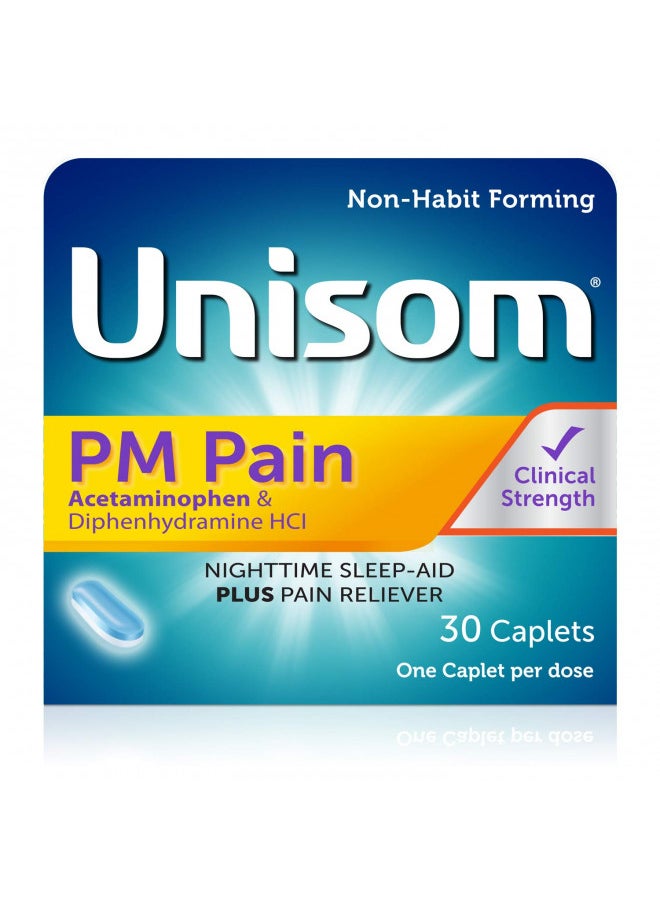 Unisom PM Pain Nighttime Sleep-aid + Pain Reliever, Acetaminophen & Diphenhydramine HCI, 30 Caplets, 50mg