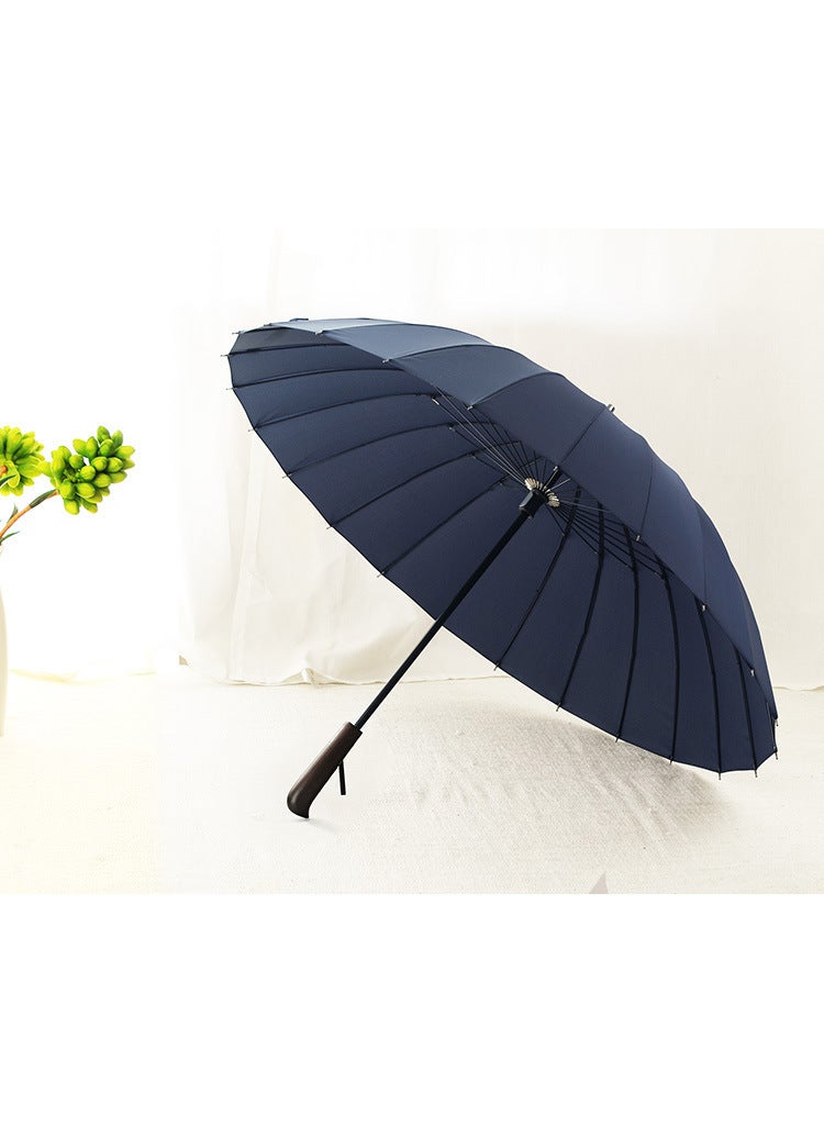 OLYCAT Reinforced 24-Rib Umbrella with Wooden Handle Dark blue