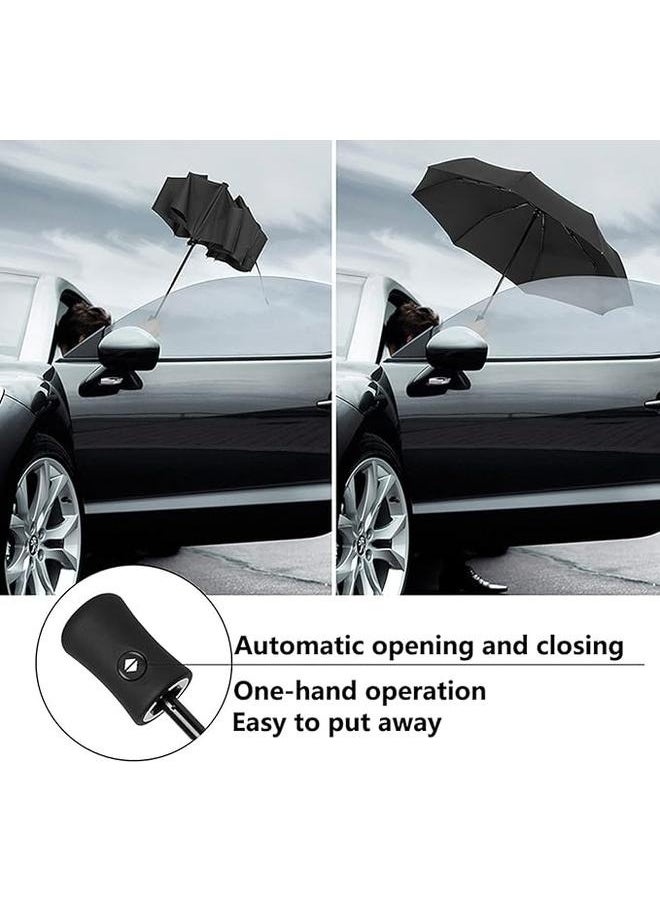 Windproof Travel Umbrella-8 Bone Self-opening Windproof Umbrella Waterproof Travel Umbrella, compact, light, automatic, sturdy and portable ergonomic handle portable umbrella,Sun Umbrella Black