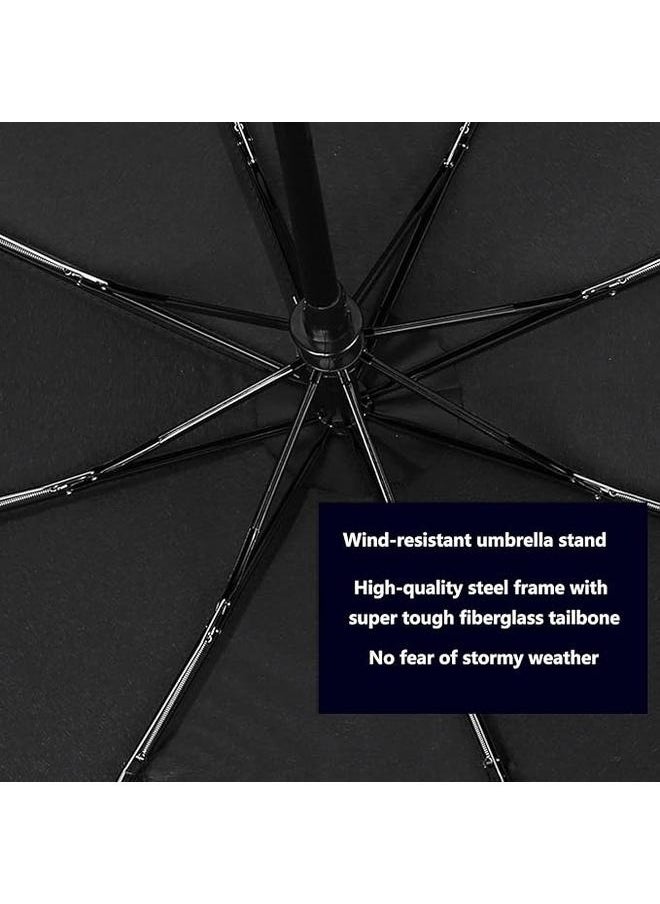 Windproof Travel Umbrella-8 Bone Self-opening Windproof Umbrella Waterproof Travel Umbrella, compact, light, automatic, sturdy and portable ergonomic handle portable umbrella,Sun Umbrella Black