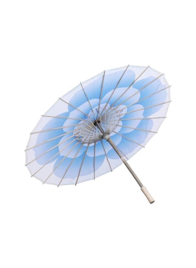 Rainproof Handmade Japanese Chinese Oil Paper Umbrella Bamboo Parasol Printed Flower Umbrella (Blue)