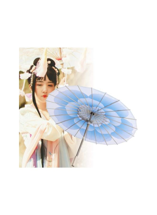 Rainproof Handmade Japanese Chinese Oil Paper Umbrella Bamboo Parasol Printed Flower Umbrella (Blue)