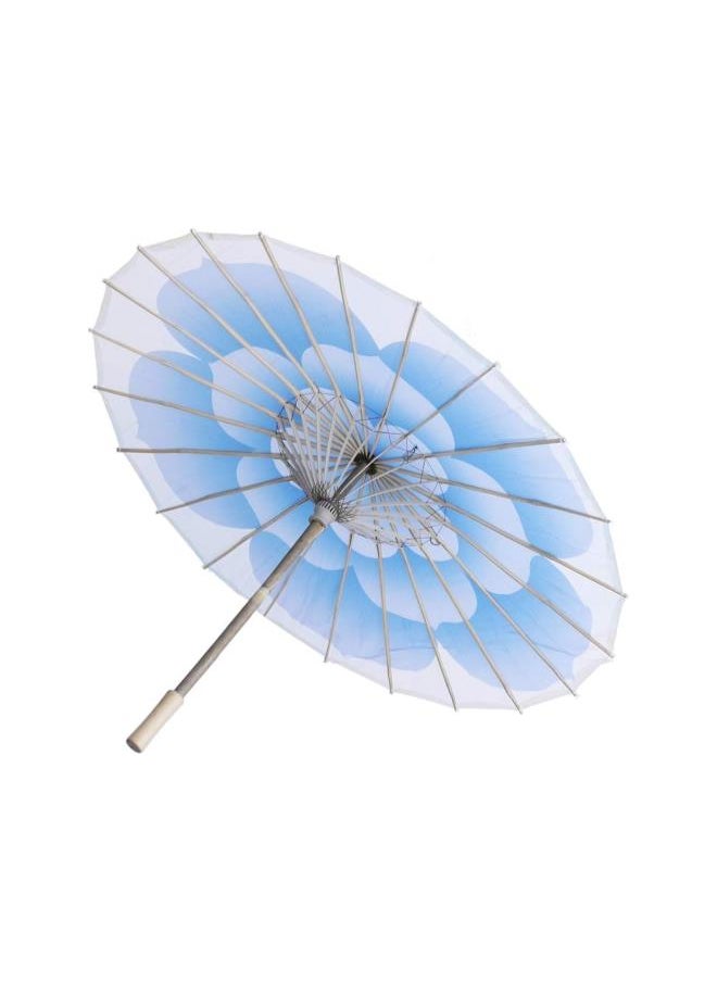 Rainproof Handmade Japanese Chinese Oil Paper Umbrella Bamboo Parasol Printed Flower Umbrella (Blue)