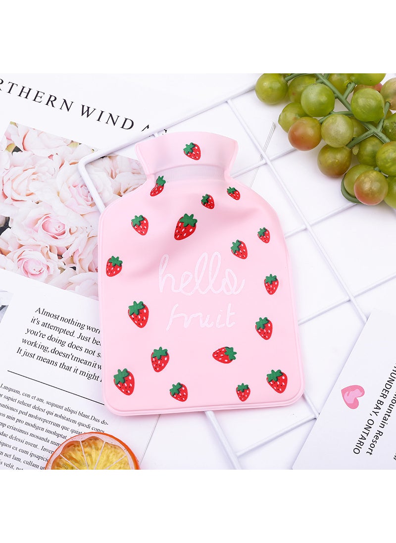 1 x 5 pcs Mini PVC Pearlescent Hot Water Bottle Cartoon Hand Warmer Strawberry