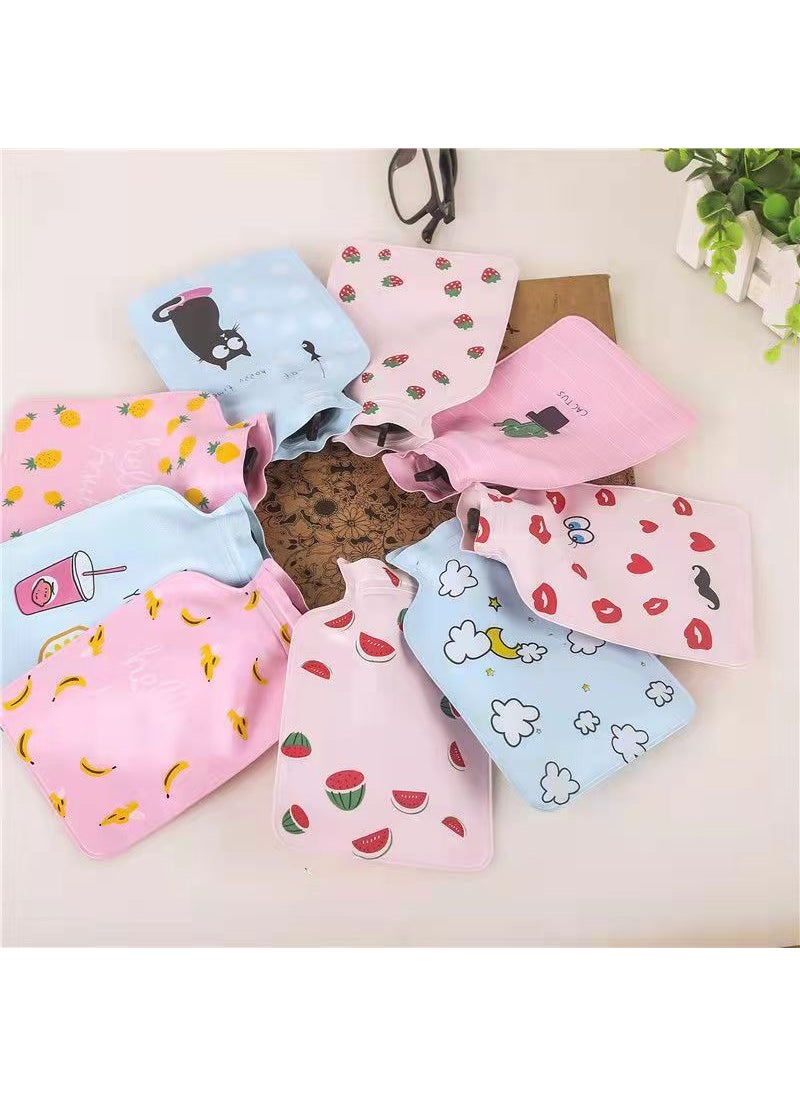 1 x 5 pcs Mini PVC Pearlescent Hot Water Bottle Cartoon Hand Warmer Pearlescent water bag mixed hair random