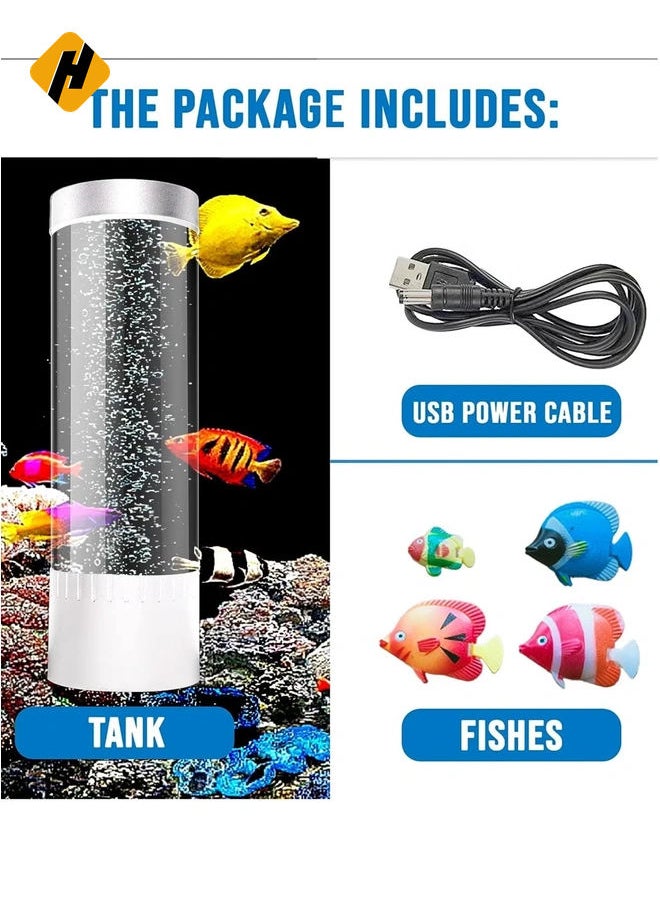 Bubble Fish Lava Lamp | Desktop Sensory LED Bubble Lamp | Color Changing Aquarium lamp | Artificial Fish Tank with Moving Fish, Sea Horse, Jellyfish | Gift for Kids, Adults, ADHD & Autism