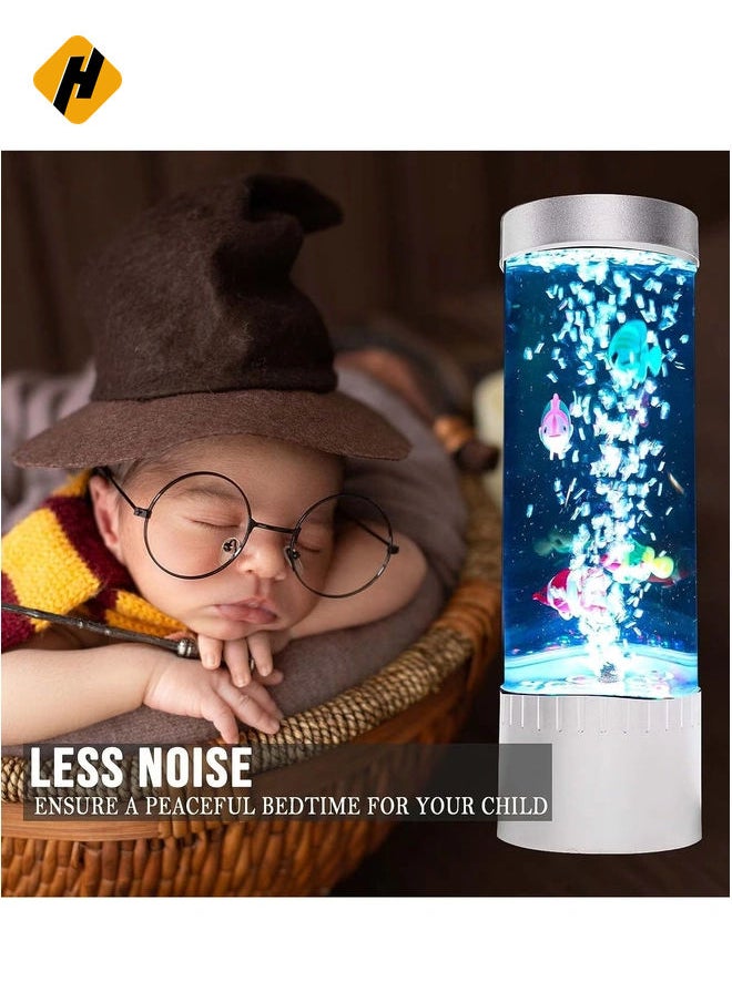 Bubble Fish Lava Lamp | Desktop Sensory LED Bubble Lamp | Color Changing Aquarium lamp | Artificial Fish Tank with Moving Fish, Sea Horse, Jellyfish | Gift for Kids, Adults, ADHD & Autism