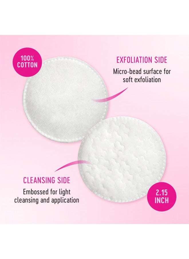 Swisspers Premium Exfoliating Rounds, 2 Distinct Raised Textured Surface, Cotton Facial Pads, 80 Count Re-closable Bag