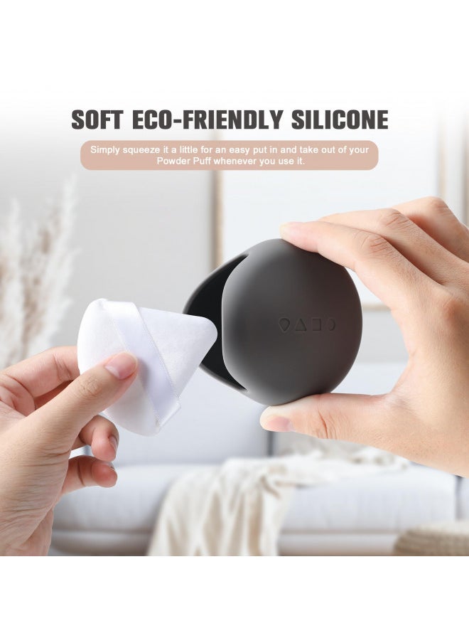 FERYES Silicone Powder Puff Holder - Soft, Skin-Friendly Makeup Puff Case, Beauty Blender Storage for Travel -Light Brown 1 Pcs