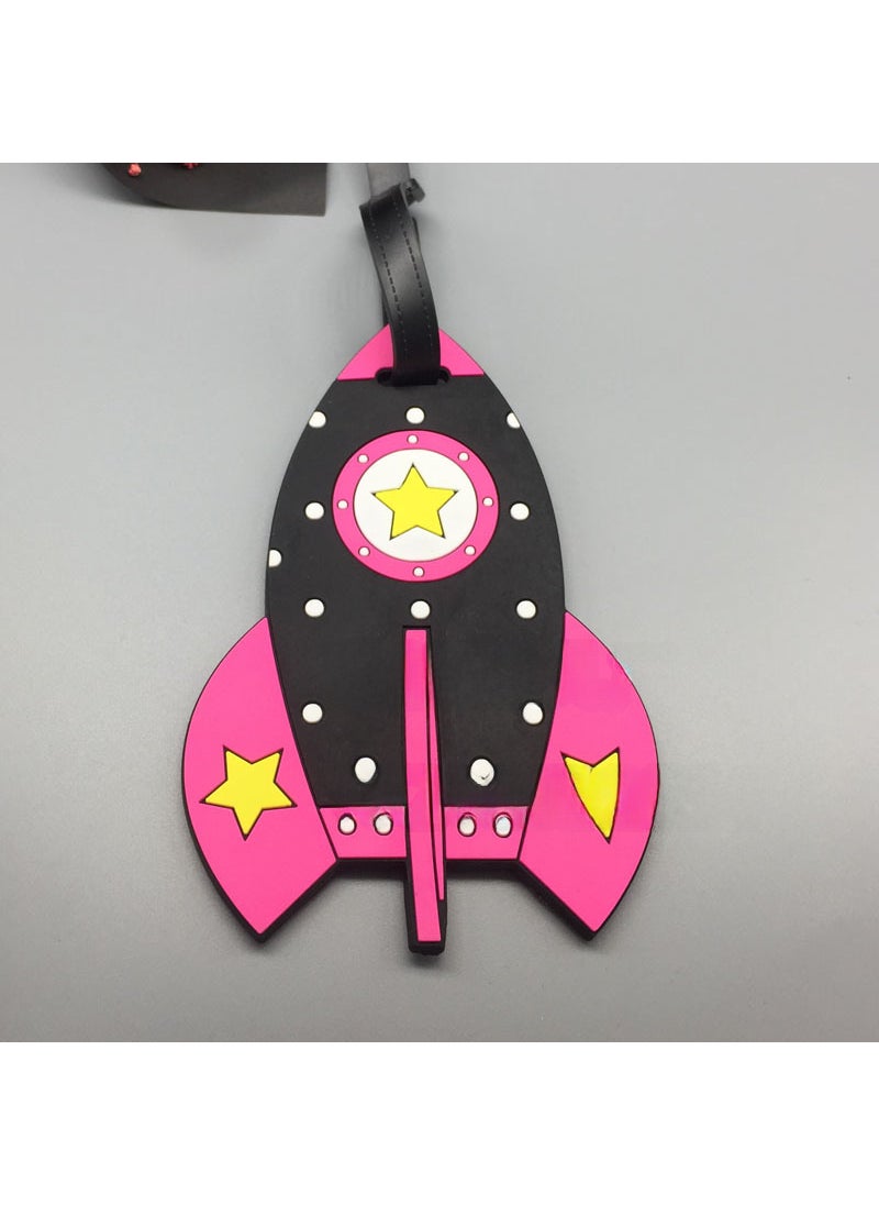 1 x 5 pcs Cartoon PVC Baggage Tag Luggage Label Rocket