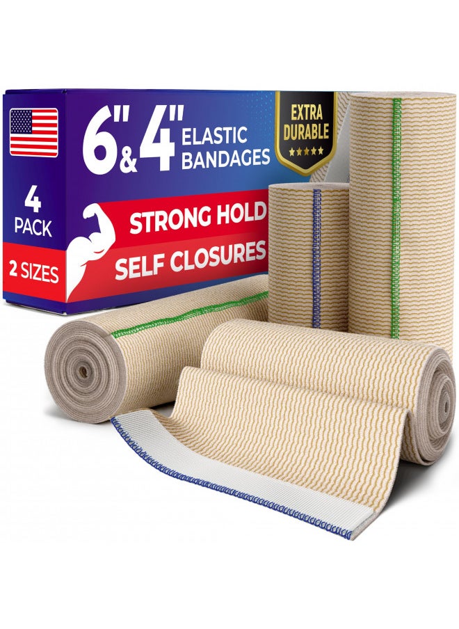 Premium Elastic Bandage Wrap - 4 Pack (2x6