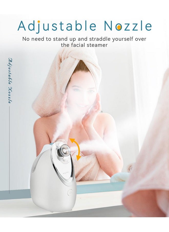 Facial Steamer, 2 In 1 Face Steamer For Facial,Compact Nano Steamer With Aromatherapy,Face Humidifier - Adjustable Nozzle, Warm Steam For Home Spa & Sinuses, Stainless Steel Kit & Hairlace