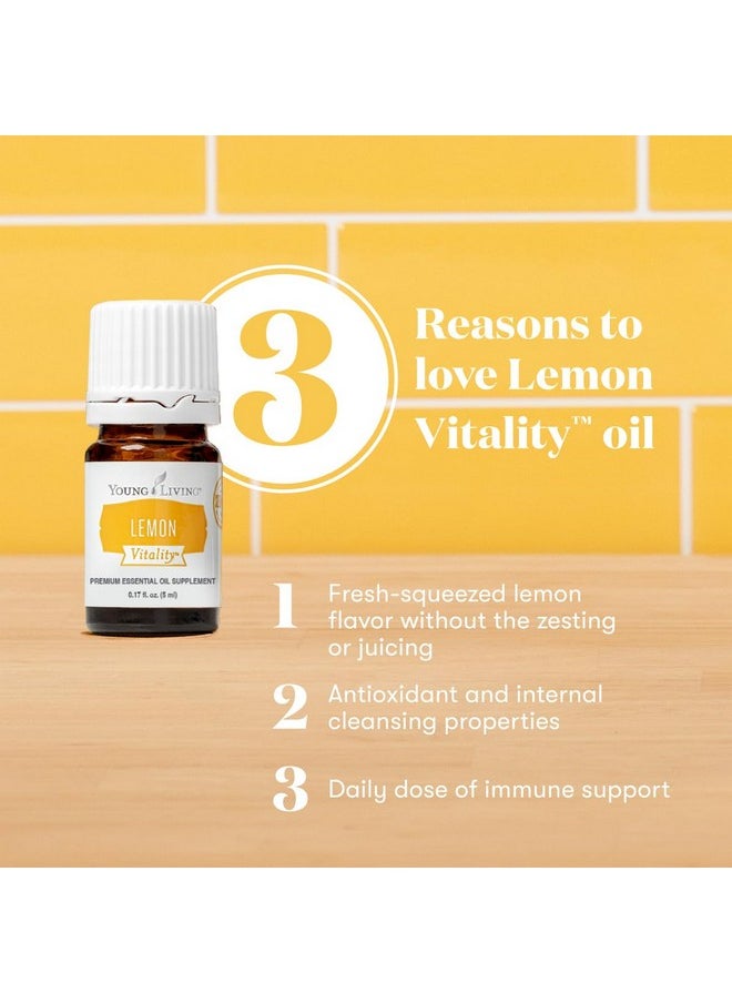 Vitality Lemon Essential Oil 5Ml - 100% Pure, Zesty And Refreshing Citrus Flavor For Culinary Delights - Zest Up Your Dishes And Beverages - Brighten Your Recipes With Freshness