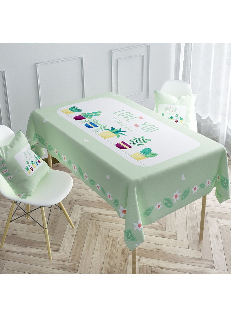 Modern Home Print Cotton Linen Tablecloth White 100x160cm