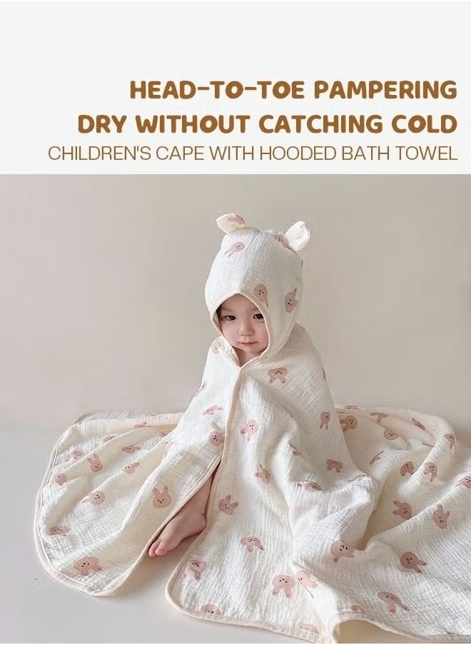 Baby Kids Hooded Bath Towel Fast Water Absorption Soft and Skin-friendly Baby Quilt 70*130cm±2cm