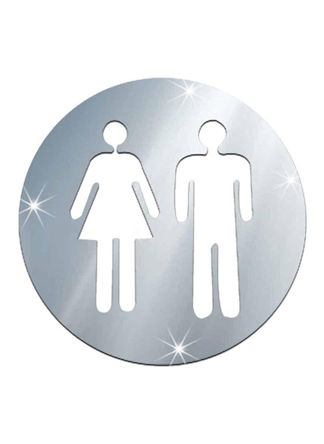 Bathroom Sign Mirror Wall Sticker Silver 60 x 45centimeter