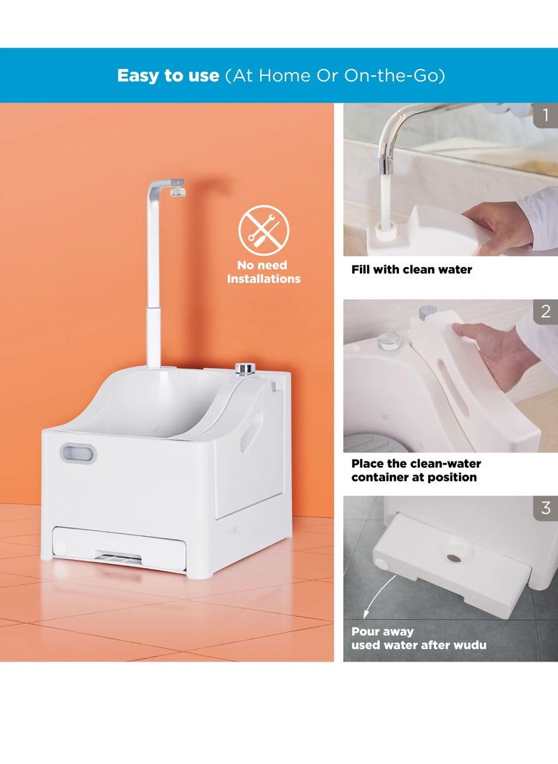 Automatic Foot Washer Bathroom Wudu Washer – Patented Water-Saving Wudumate for Muslim Prayer, Efficient & Convenient Wudu Basin, Easy Installation, Hygiene & Comfort