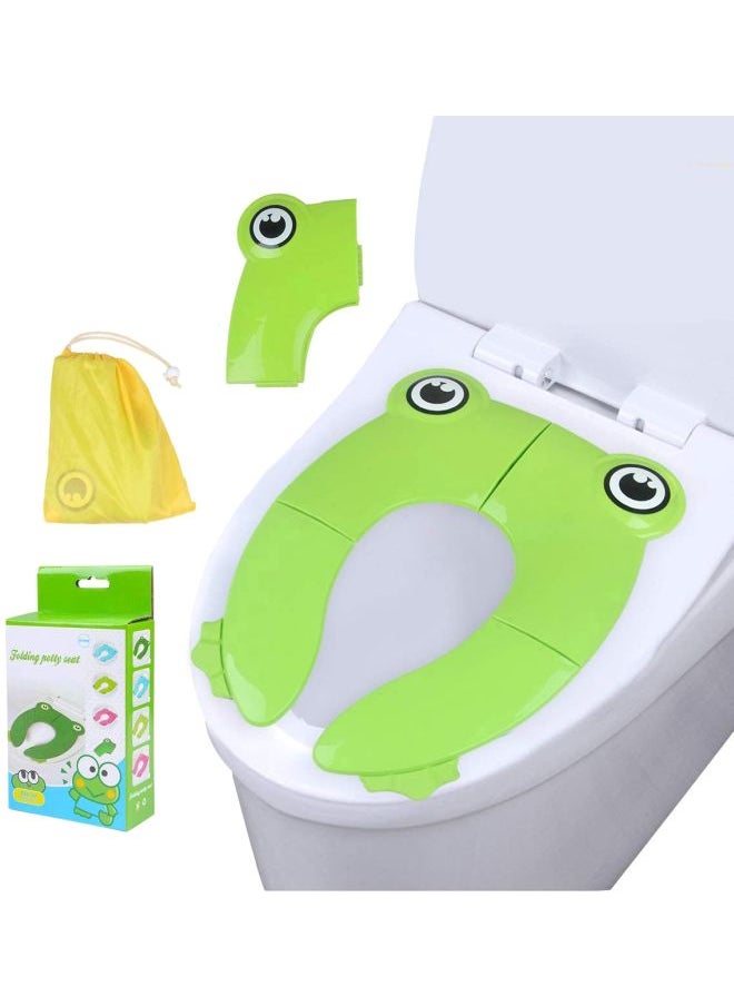 Owl Cartoon Foldable Children's Toilet Seat Green 26 x 36 x 5centimeter