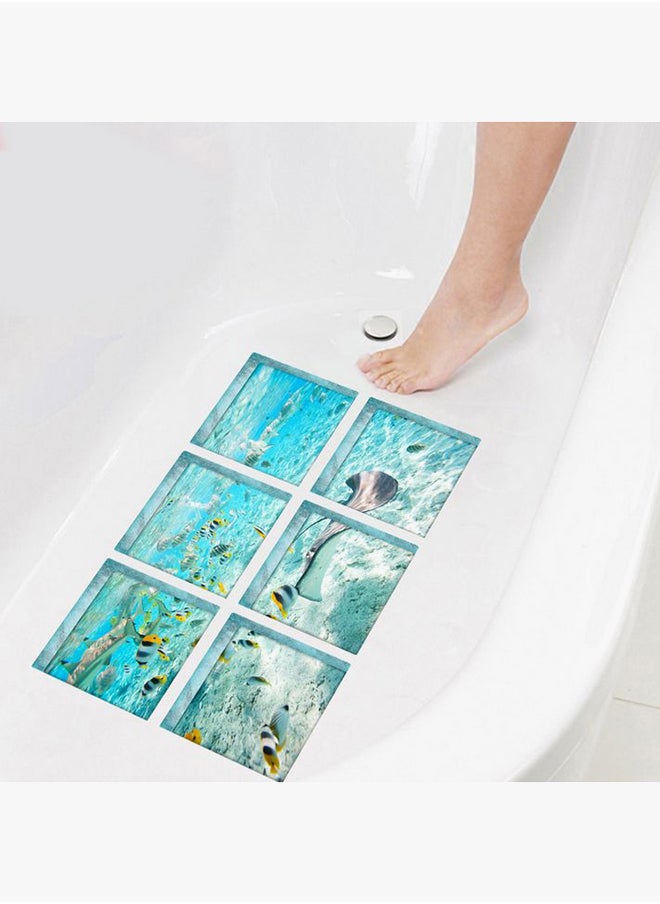 3D Bathtub Anti-Slip Self Adhesive Sticker Blue/Yellow/Black 15x15x6centimeter