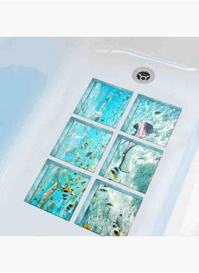 3D Bathtub Anti-Slip Self Adhesive Sticker Blue/Yellow/Black 15x15x6centimeter