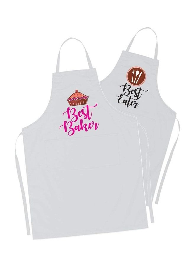 2-Piece Couple Adjustable Aprons White/Pink/Black 98x69.5cm