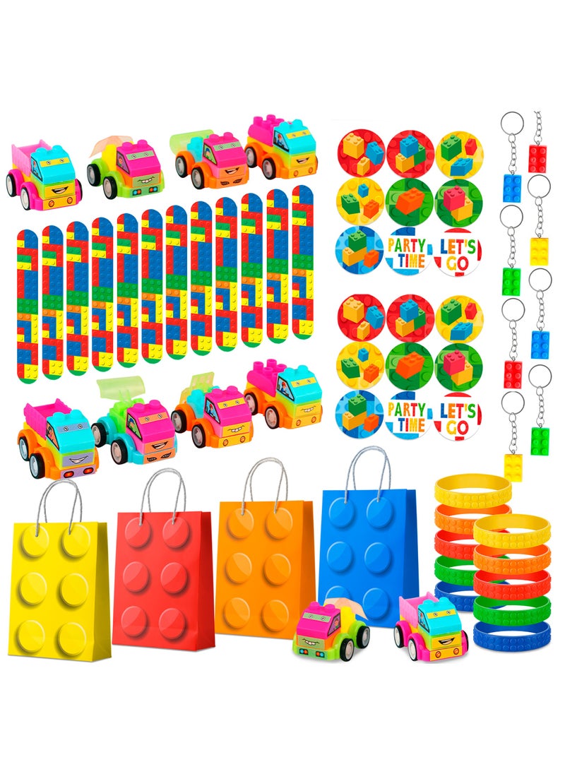 Building Block Birthday Party Favors,62 Pcs Building Blocks Party Favors Set- Building Block Favor Bags etc Building Block Themed Party Favors