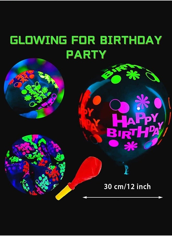 130 Pcs Party Balloons,Glow in The Dark Birthday Party Decorations, Neon Birthday Party Decorations with Neon Balloons,Glow in The Dark Party supplies, Neon Party Decor for Birthday