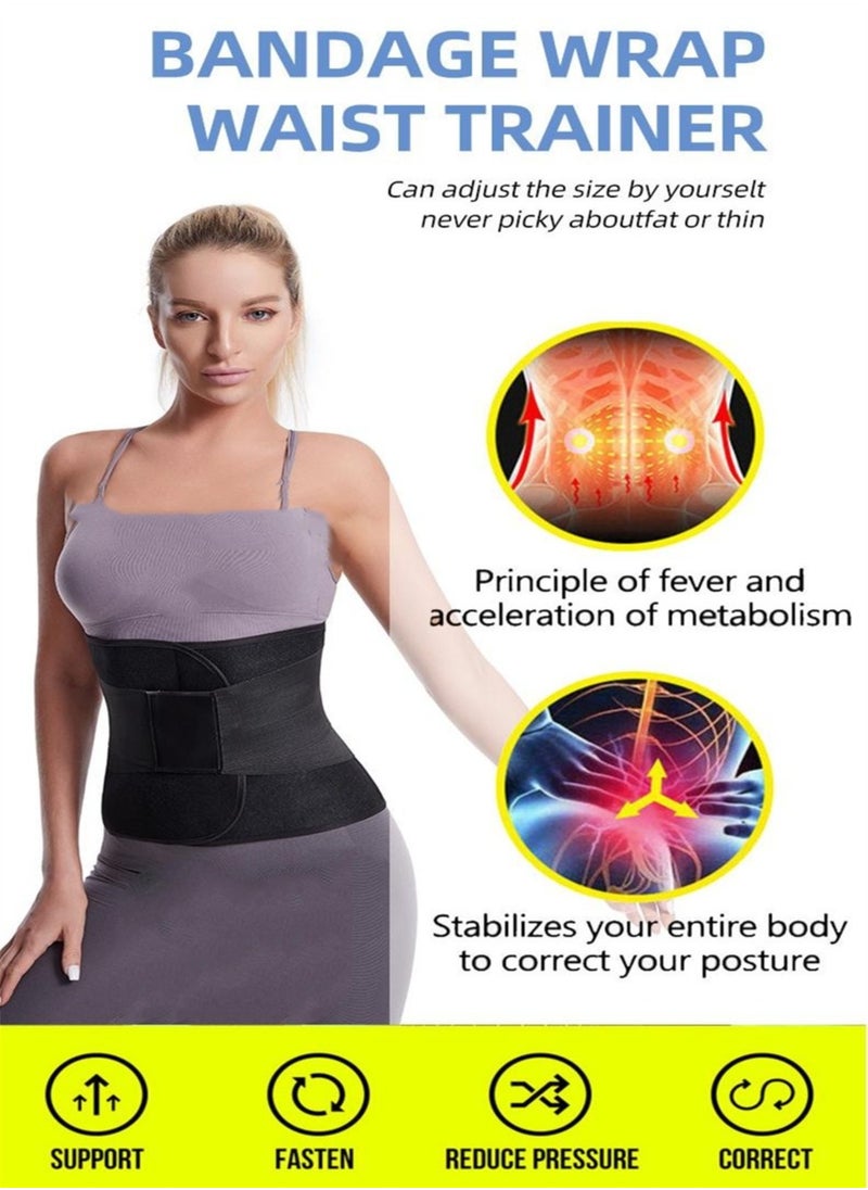 Waist Trainer Belt for Women, Sport Girdle Belt, Slimming Sauna Waist Trimmer Belly Band Sweat Sports Girdle Belt, Exercise Belt with Adjustable Straps, Slimming Body Shaper Belt