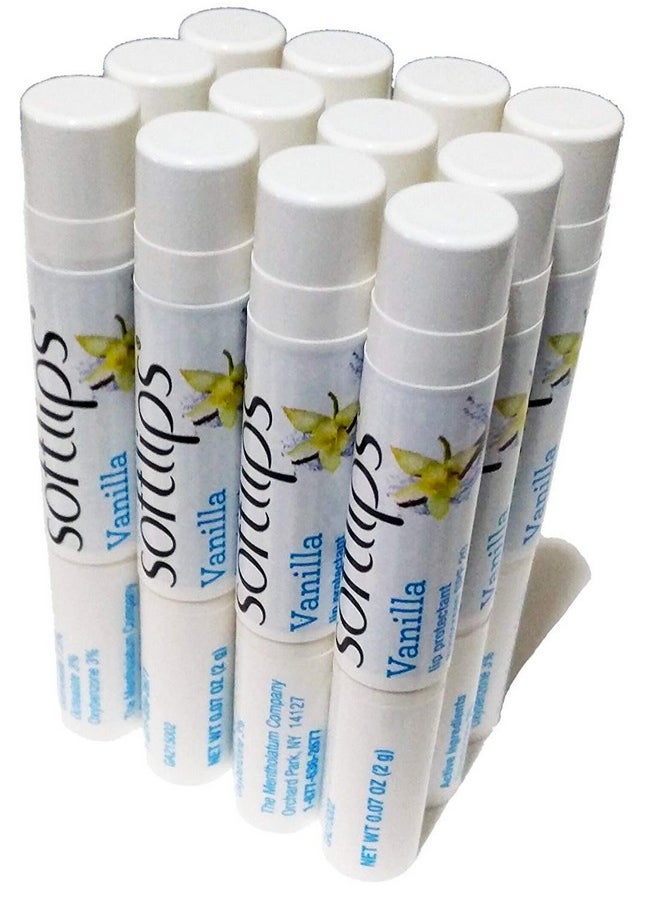 Lip Balm Protectant Spf 20, Vanilla (Pack Of 12 Sticks)