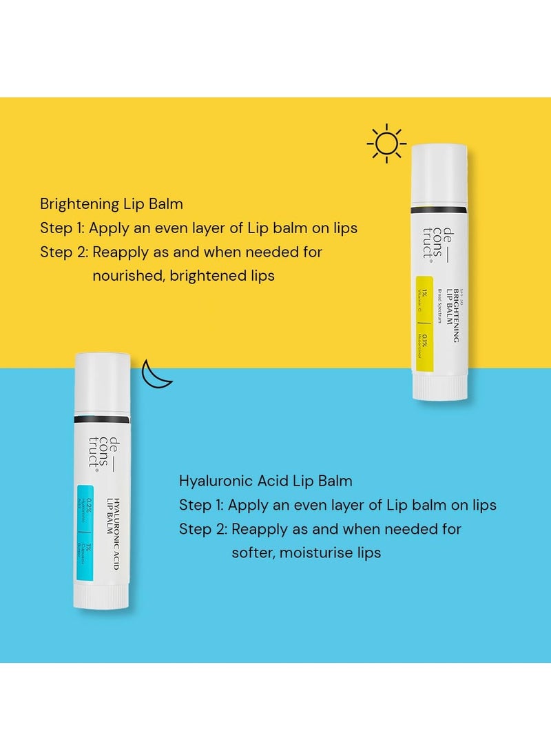 Deconstruct 'S Day & Night Lip Care Duo|1% Vitamin C & 0.1% Resorcinol And 0.2% Hyaluronic Acid & 1% Cupuacu Butter|Lip Balm For Women And Men|4Gm Each|Pack Of 2, Blue