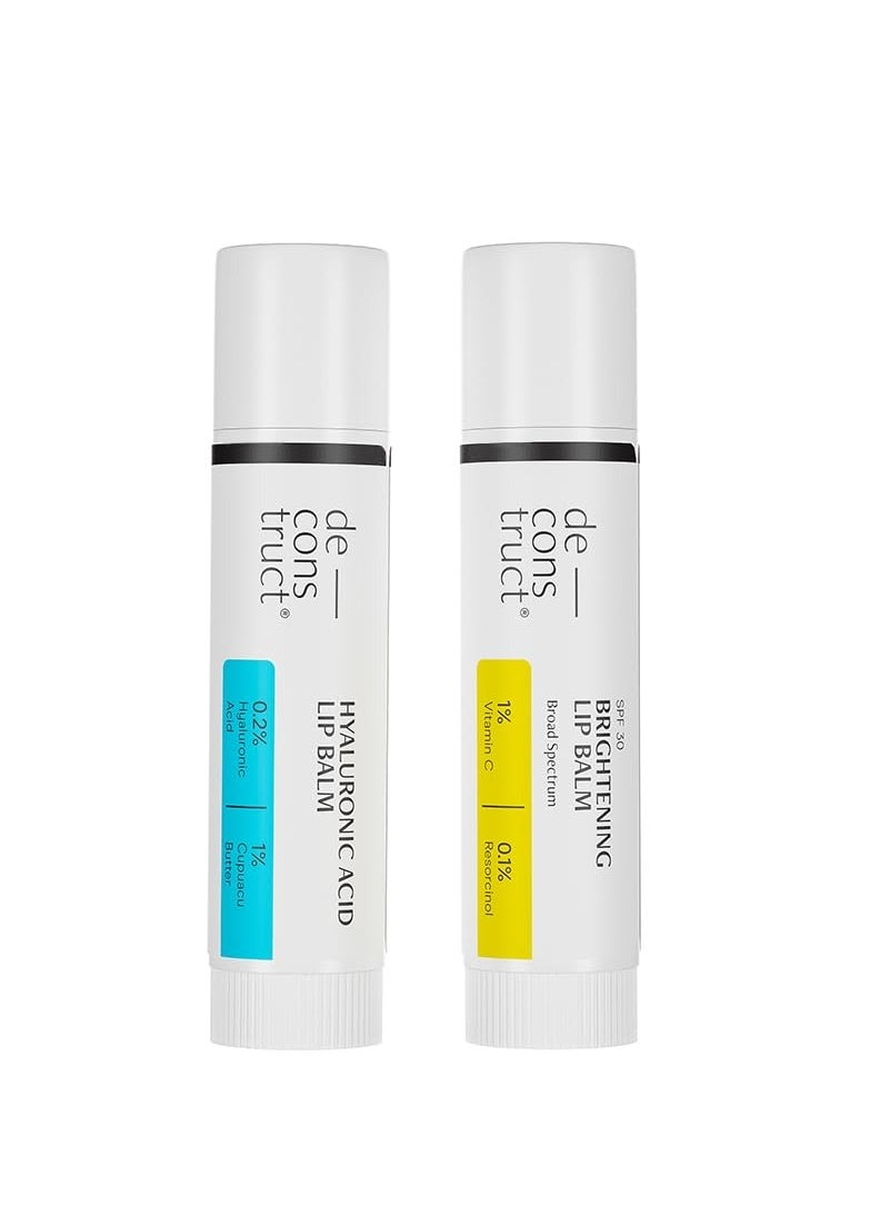 Deconstruct 'S Day & Night Lip Care Duo|1% Vitamin C & 0.1% Resorcinol And 0.2% Hyaluronic Acid & 1% Cupuacu Butter|Lip Balm For Women And Men|4Gm Each|Pack Of 2, Blue