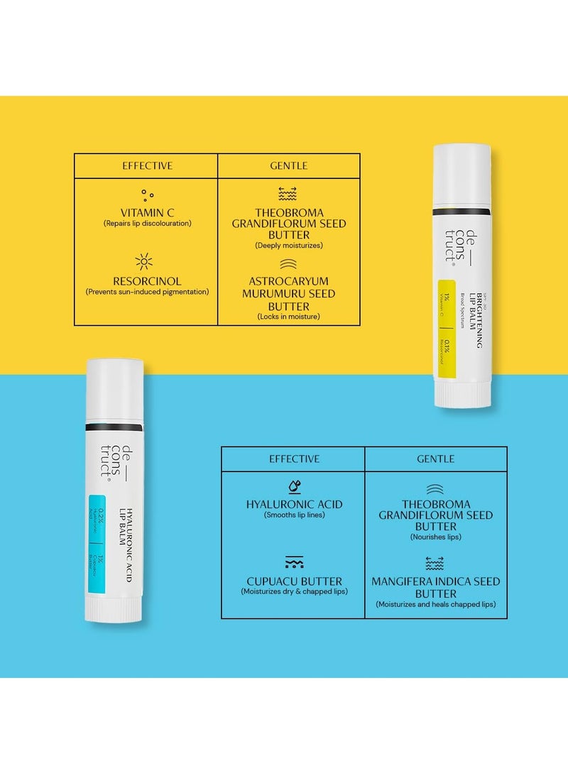 Deconstruct 'S Day & Night Lip Care Duo|1% Vitamin C & 0.1% Resorcinol And 0.2% Hyaluronic Acid & 1% Cupuacu Butter|Lip Balm For Women And Men|4Gm Each|Pack Of 2, Blue