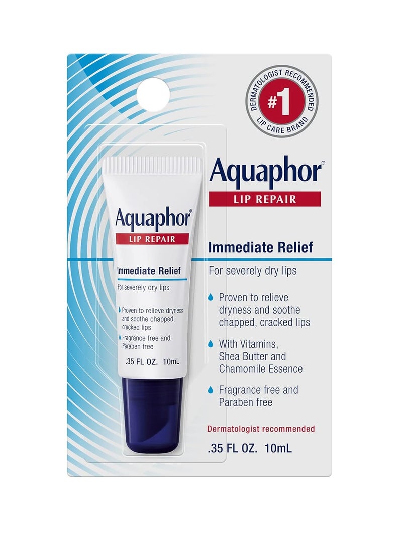 Aquaphor Lip Repair Ointment - Long-lasting Moisture to Soothe Dry Chapped Lips - .35 fl. oz. Tube