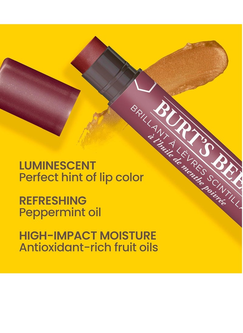 Burt's Bees Shimmer Lip Tint Stocking Stuffers Set, Tinted Lip Balm Stick, Moisturizing for All Day Hydration with Natural Glowy Pigmented Finish & Buildable Color, Fig (4 Pack)