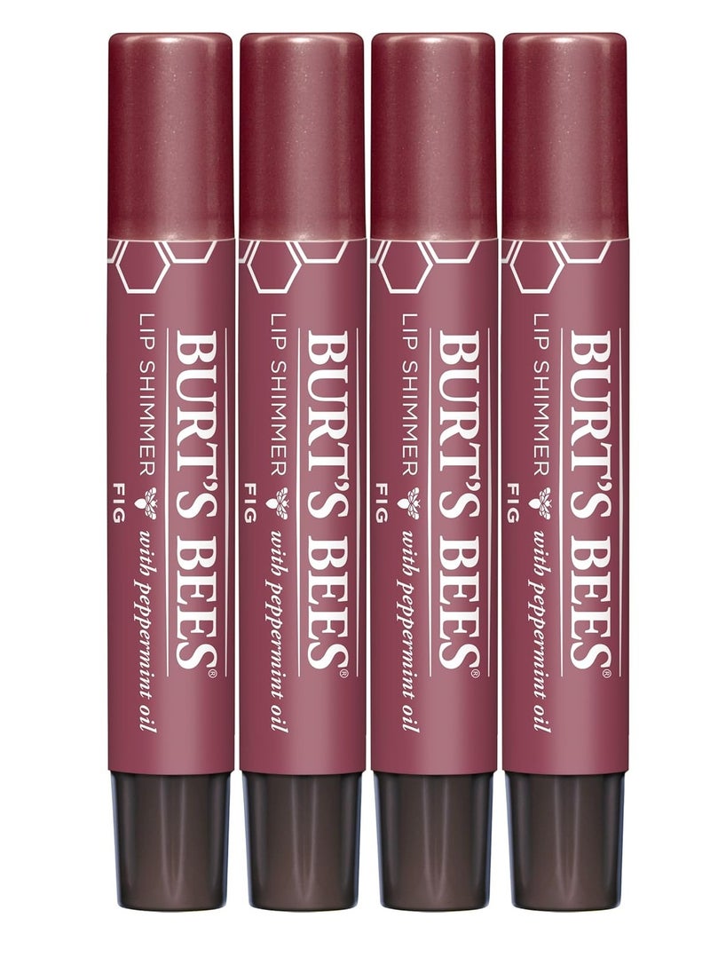 Burt's Bees Shimmer Lip Tint Stocking Stuffers Set, Tinted Lip Balm Stick, Moisturizing for All Day Hydration with Natural Glowy Pigmented Finish & Buildable Color, Fig (4 Pack)