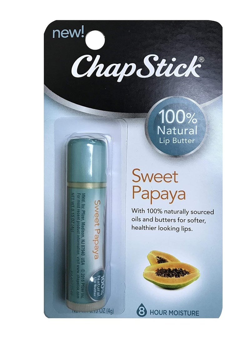 ChapStick 100% Natural Lip Butter Sweet Papaya 0.15 oz (Pack of 3)