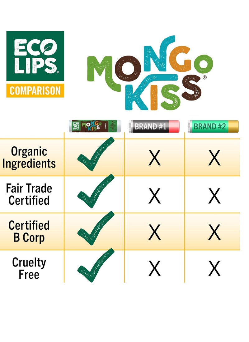 Mongo Kiss USDA Organic Lip Balm Set 8-pack (0.15 oz. each) with Mongongo Oil & Cocoa Butter to Moisturize Chapped Lips | Made in USA by Eco Lips (Variety)