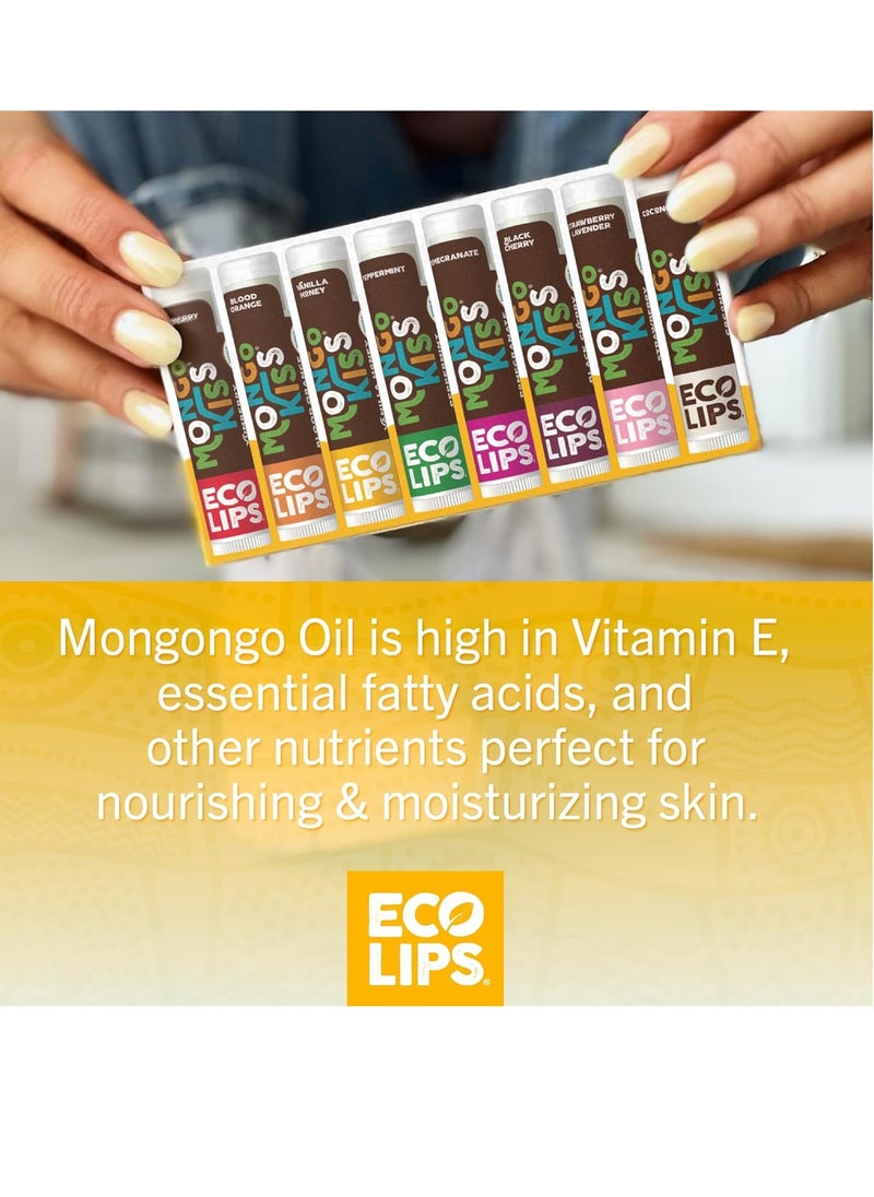 Mongo Kiss USDA Organic Lip Balm Set 8-pack (0.15 oz. each) with Mongongo Oil & Cocoa Butter to Moisturize Chapped Lips | Made in USA by Eco Lips (Variety)