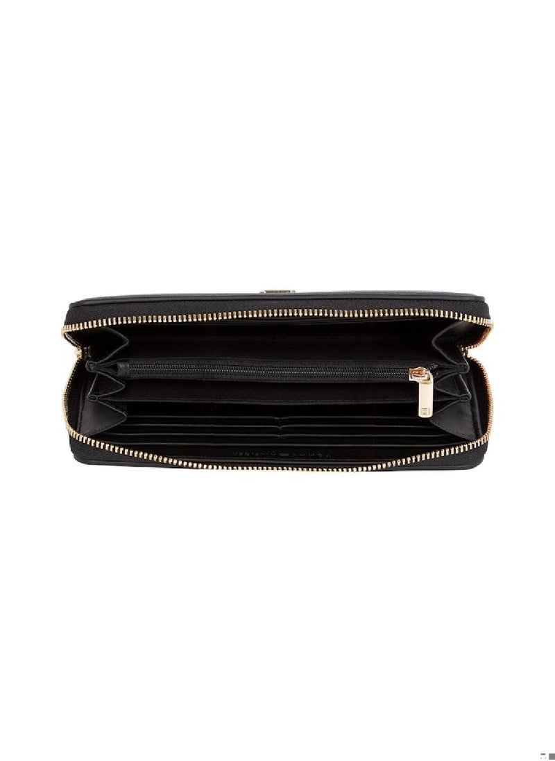 Women's Logotape Zip Around Wallet - Polyester Blend, Black