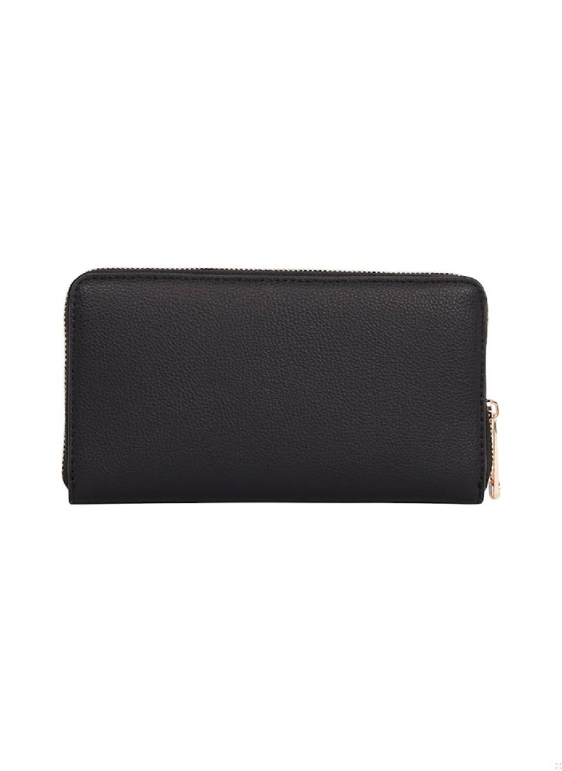 Women's Logotape Zip Around Wallet - Polyester Blend, Black