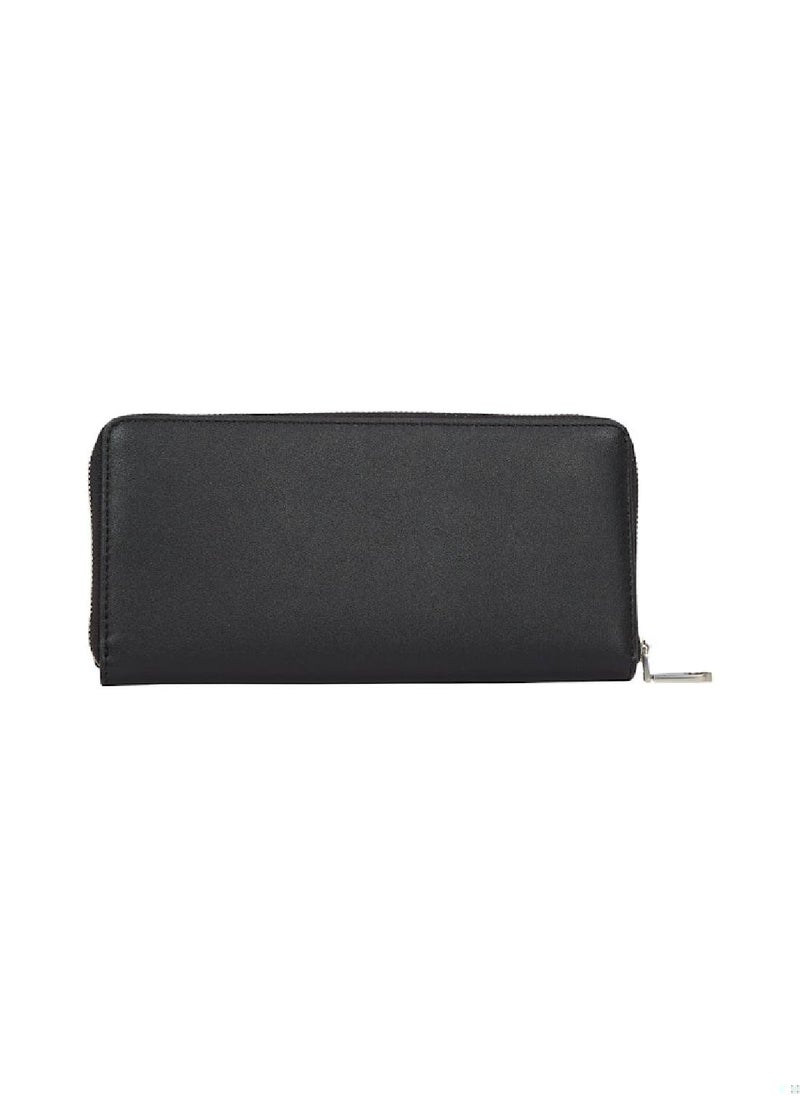 Women's Sculpted Zip Around Wallet - Faux Leather, Black