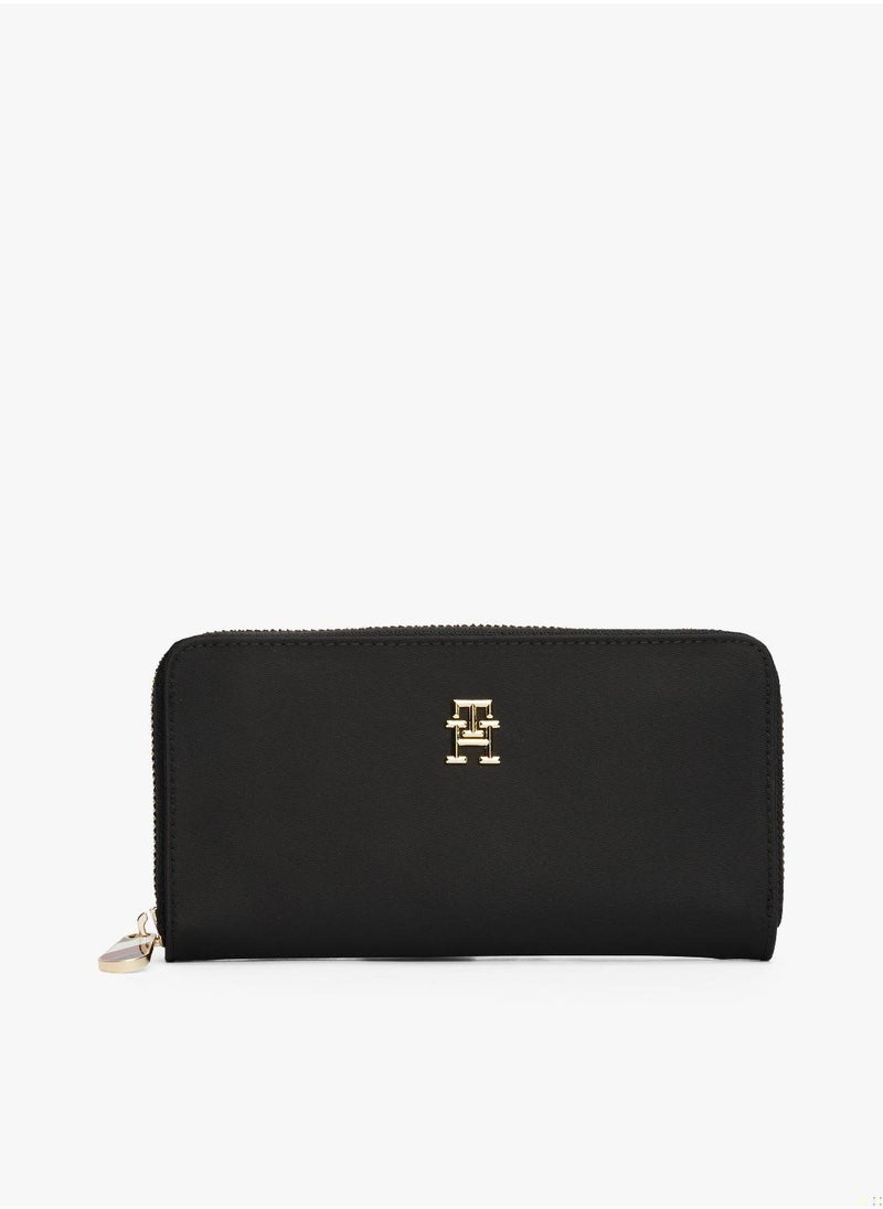 Women's Large Zip Around Wallet - Nylon, Black