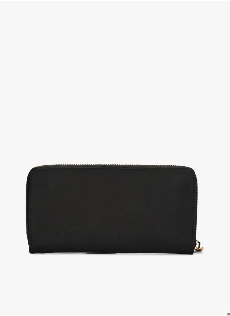 Women's Large Zip Around Wallet - Nylon, Black