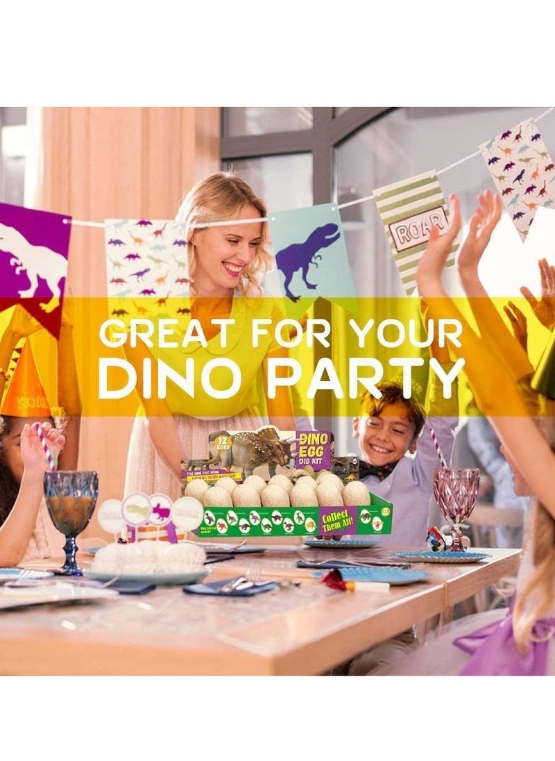 12 Pcs Dinosaur Eggs Excavation Kit for Kids Ages 6+ Years, Archaeology Science Paleontology Educational Party Gifts for Boys Girls