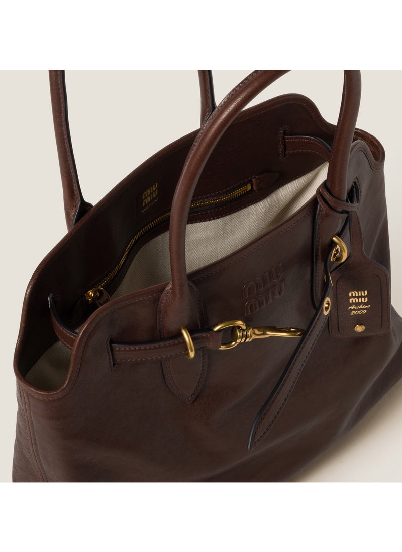 MIU Aventure nappa leather bag,High-Capacity Multi-Purpose Tote Bag for Women - Perfect for Work, Shopping, and Travel