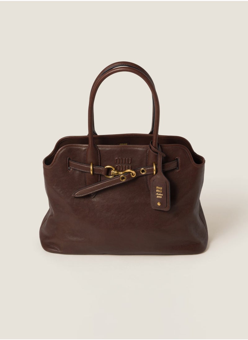 MIU Aventure nappa leather bag,High-Capacity Multi-Purpose Tote Bag for Women - Perfect for Work, Shopping, and Travel