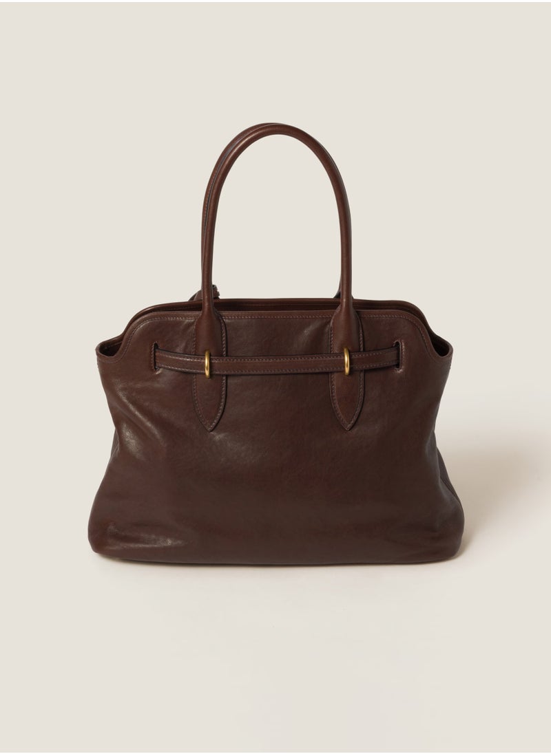 MIU Aventure nappa leather bag,High-Capacity Multi-Purpose Tote Bag for Women - Perfect for Work, Shopping, and Travel