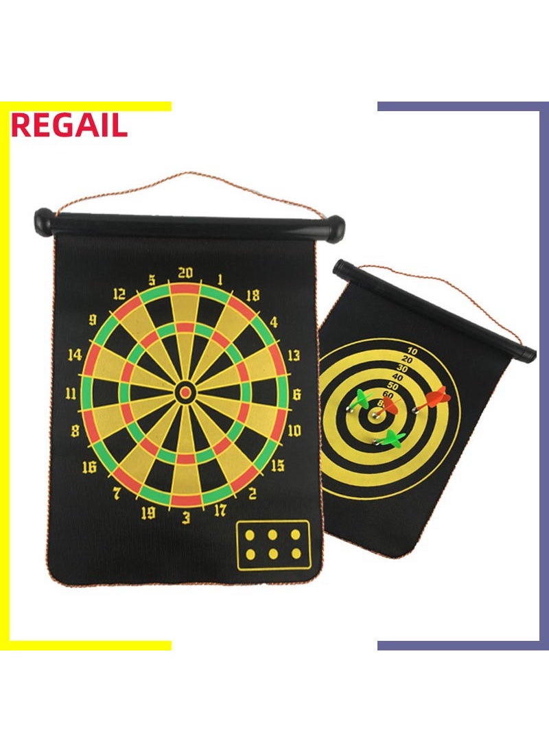 1 x 5 pcs REGAIL 12-inch Magnetic Dartboard, Double-Sided, Thick, 4 Darts Set